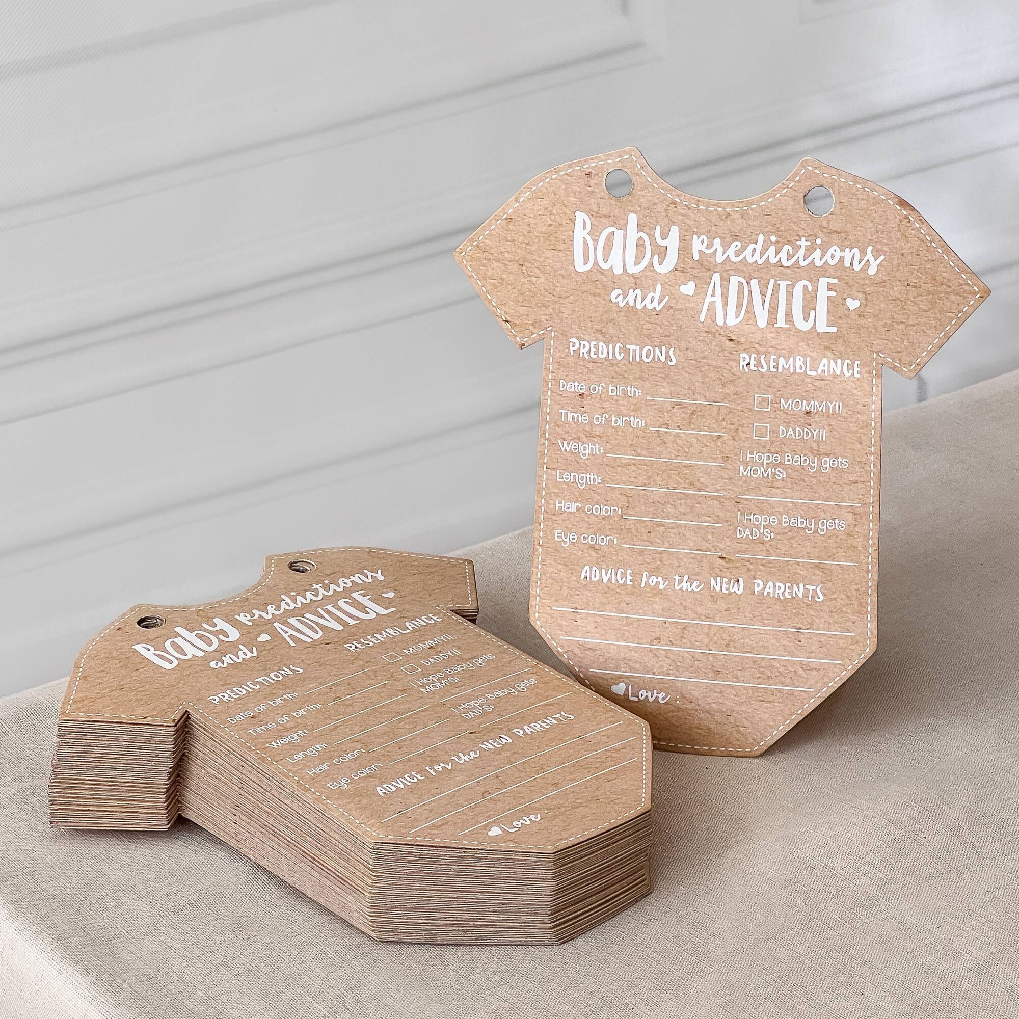 Kate Aspen® Kraft Onesie Shape Baby Shower Prediction Advice Card Keepsake Book Set
